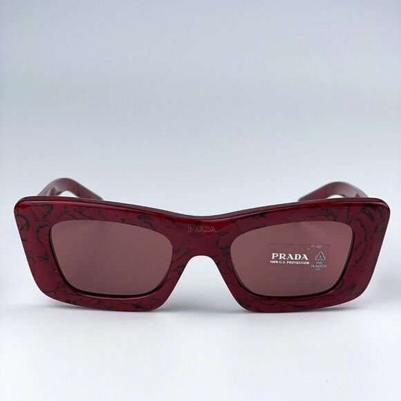 NEW Prada PR13ZS 15D08S Etruscan Marble Red Dark Violet Cat Eye Women Sunglasses - Picture 2 of 11